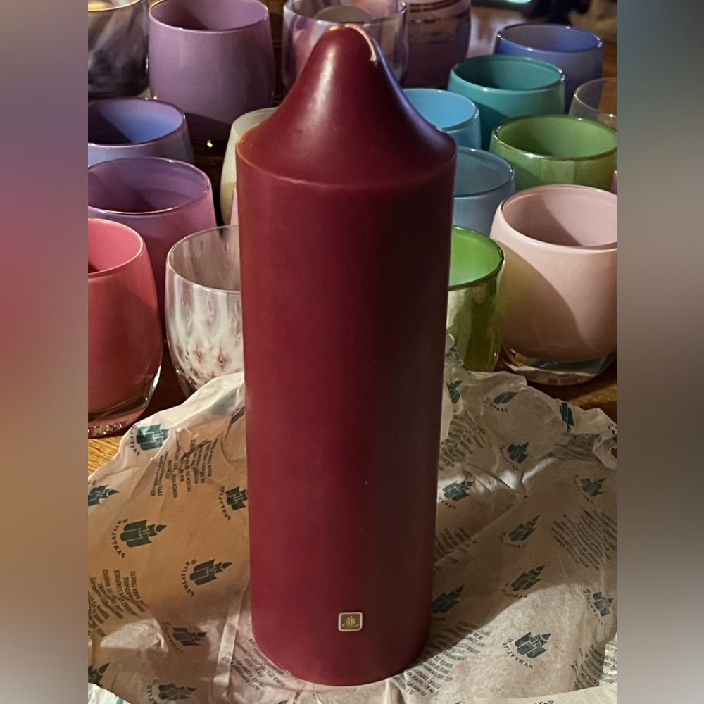 Partylite Pillar Candle 3” x 9” cranberry scent made in USA